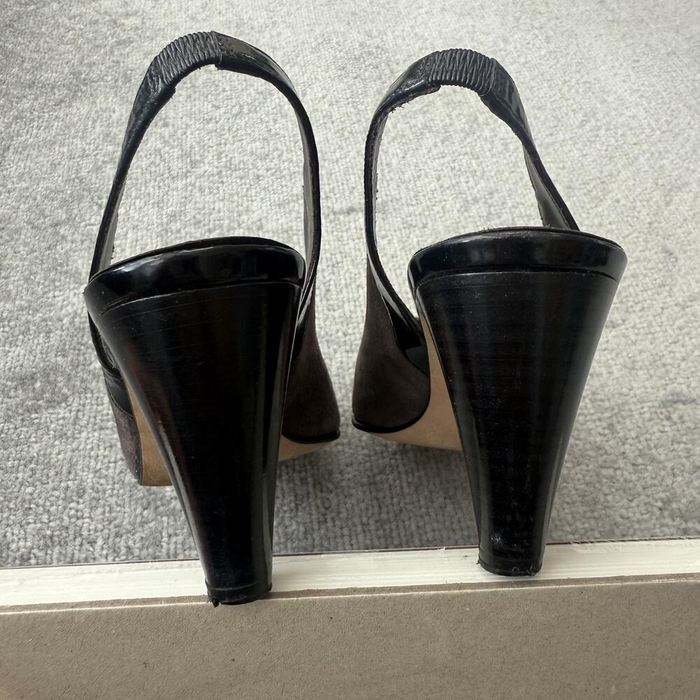 Brighton Shoes Womens Size 7.5 Leather Suede Slingback Heels Made in Italy - Picture 13 of 14